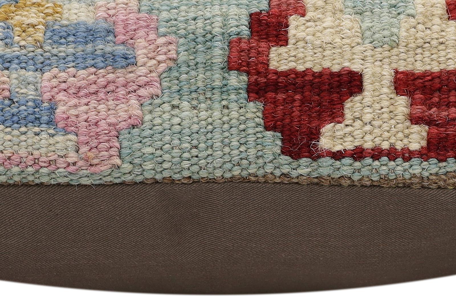 handmade Traditional Pillow Blue Red Hand-Woven SQUARE 100% WOOL Hand woven turkish pillow2 x 2