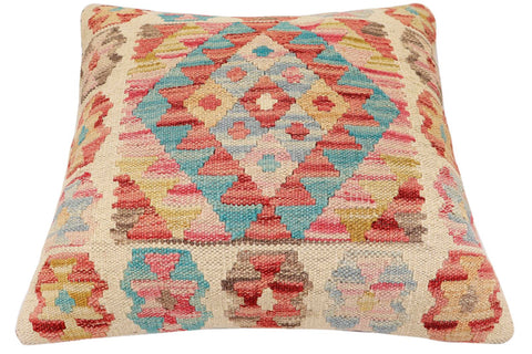 handmade Traditional Pillow Red Blue Hand-Woven SQUARE 100% WOOL  Hand woven turkish pillow  2 x 2