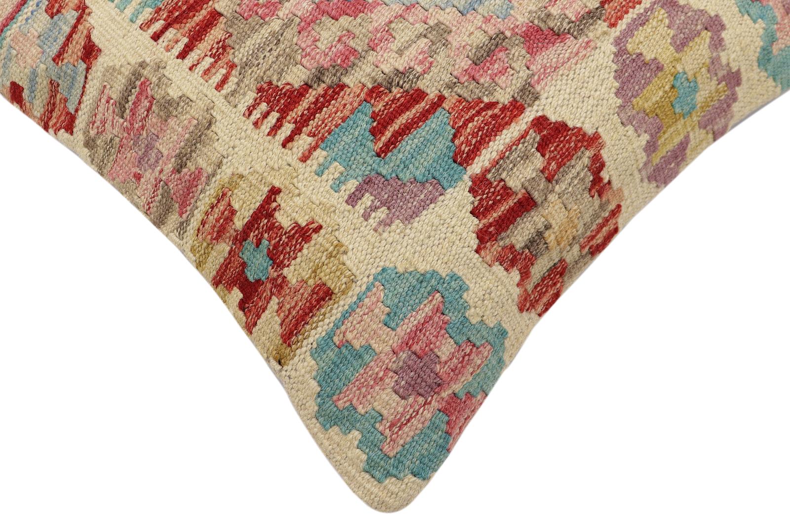 handmade Traditional Pillow Red Blue Hand-Woven SQUARE 100% WOOL Hand woven turkish pillow2 x 2