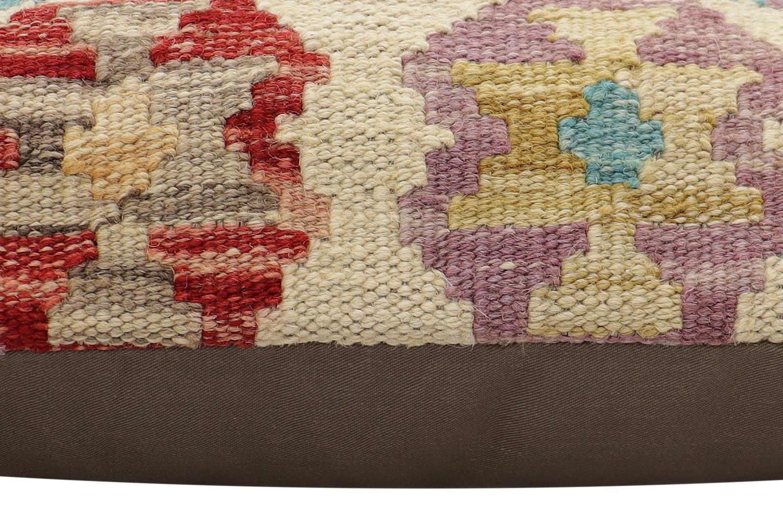 handmade Traditional Pillow Red Blue Hand-Woven SQUARE 100% WOOL Hand woven turkish pillow2 x 2