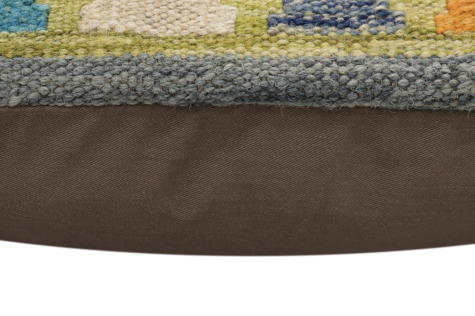 handmade Traditional Pillow Rust Blue Hand-Woven SQUARE 100% WOOL Hand woven turkish pillow2 x 2