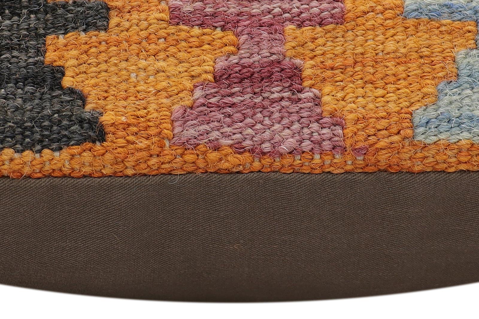 handmade Traditional Pillow Rust Blue Hand-Woven SQUARE 100% WOOL Hand woven turkish pillow2 x 2