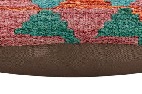 handmade Traditional Pillow Rust Blue Hand-Woven SQUARE 100% WOOL  Hand woven turkish pillow  2 x 2