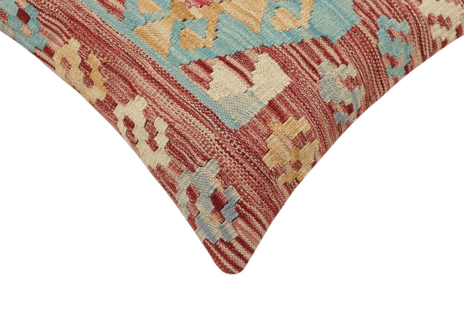 handmade Traditional Pillow Red Blue Hand-Woven SQUARE 100% WOOL Hand woven turkish pillow2 x 2