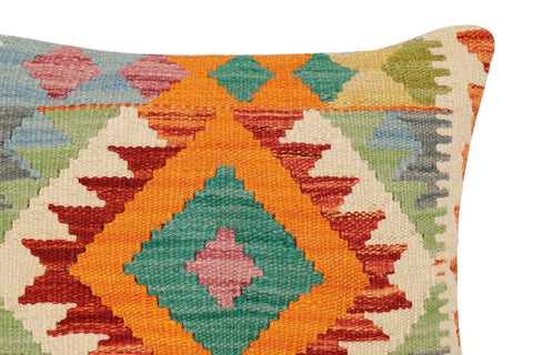 handmade Traditional Pillow Rust Blue Hand-Woven SQUARE 100% WOOL  Hand woven turkish pillow  2 x 2