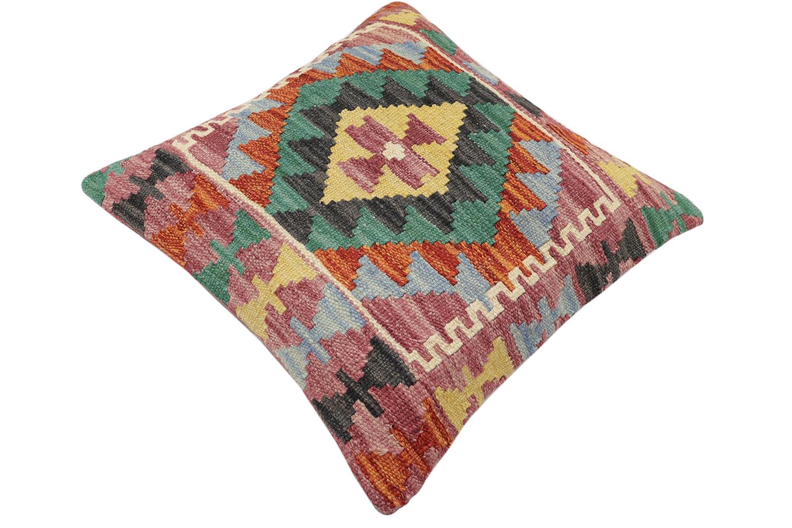 handmade Traditional Pillow Rust Red Hand-made SQUARE 100% WOOL Hand woven turkish pillow2 x 2