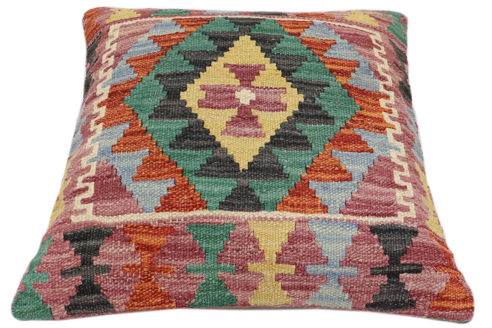 handmade Traditional Pillow Rust Red Hand-made SQUARE 100% WOOL Hand woven turkish pillow2 x 2