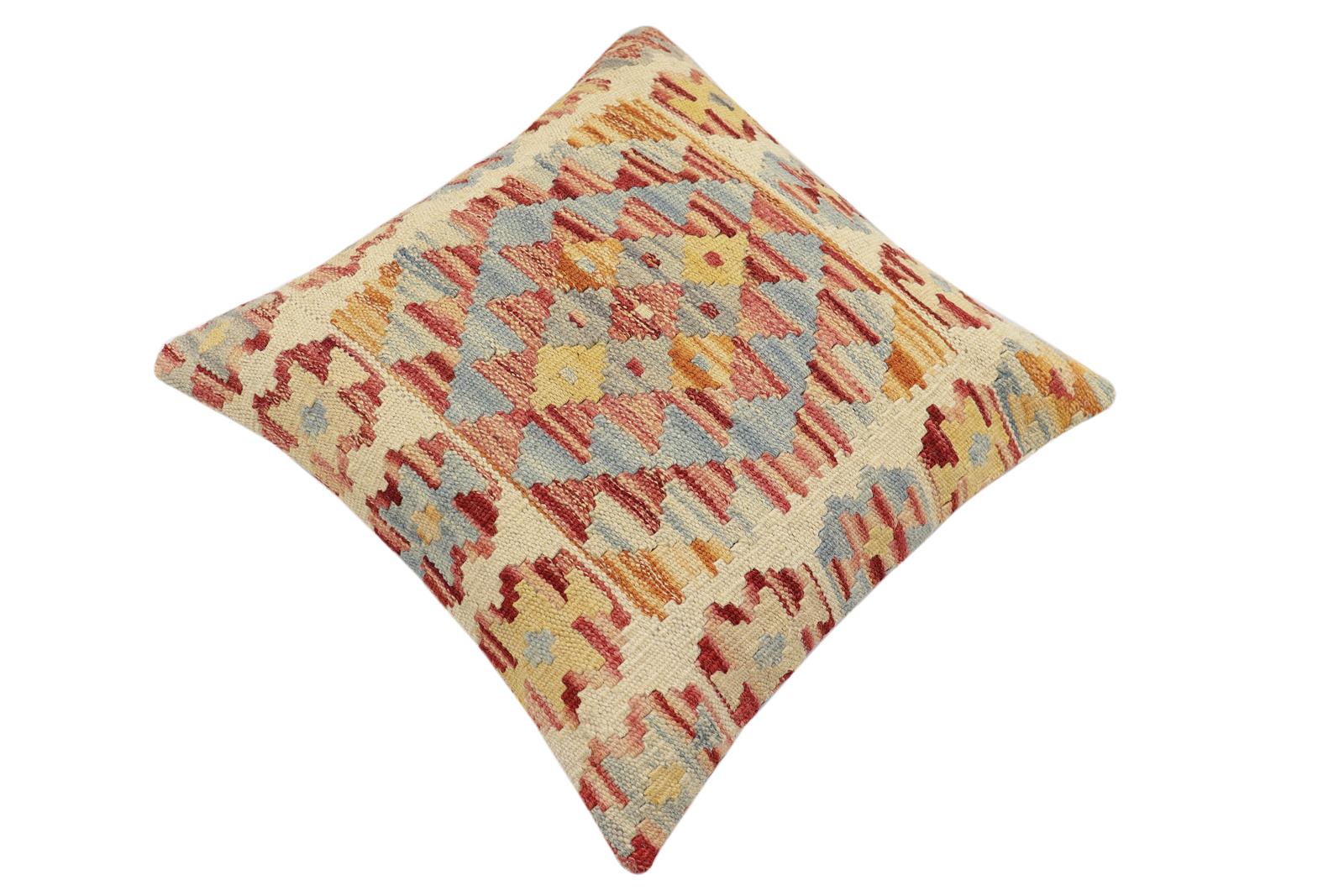 handmade Traditional Pillow Rust Red Hand-made SQUARE 100% WOOL Hand woven turkish pillow2 x 2