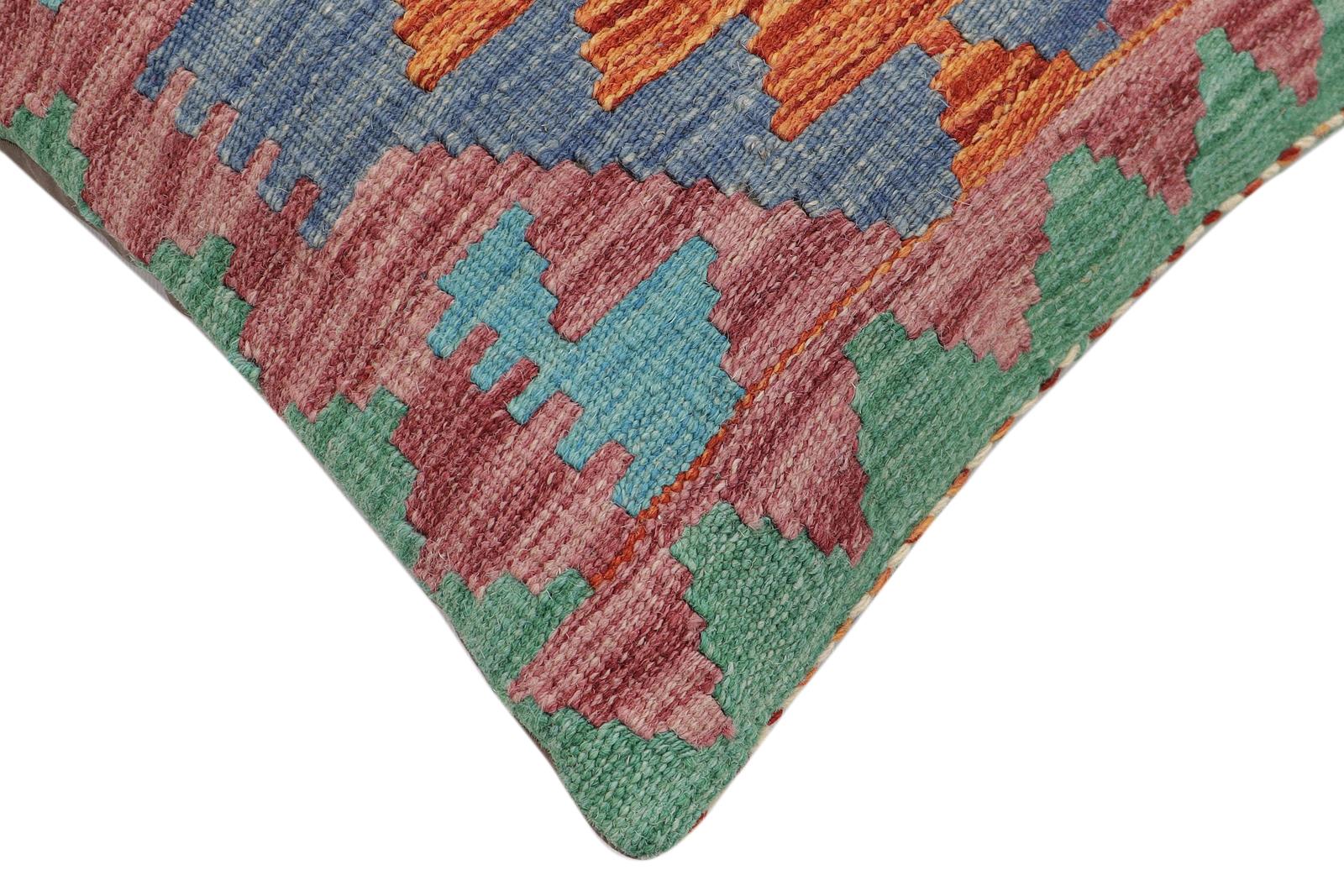 handmade Traditional Pillow Rust Blue Hand-made SQUARE 100% WOOL Hand woven turkish pillow2 x 2