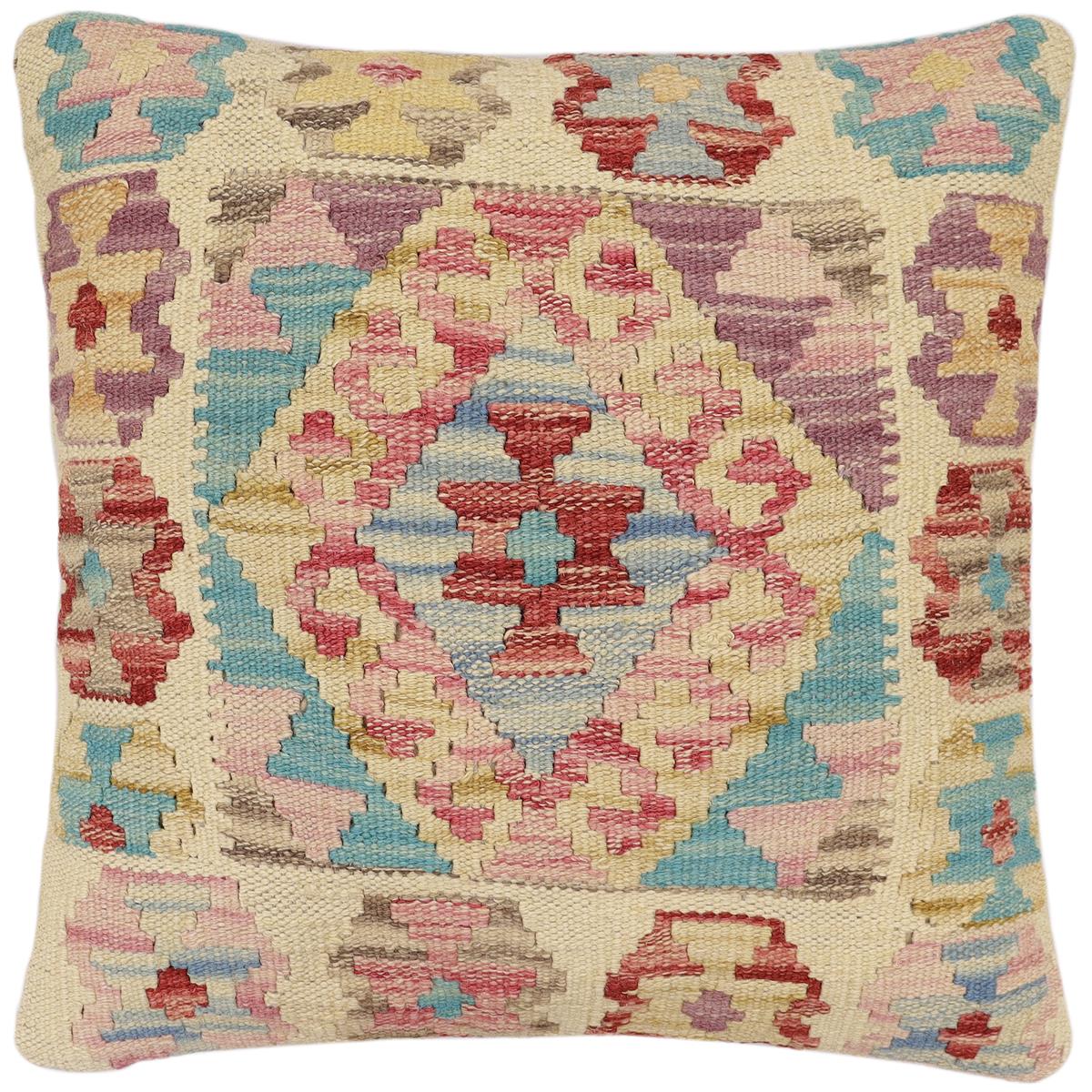 handmade Traditional Pillow Red Blue Hand-made SQUARE 100% WOOL Hand woven turkish pillow2 x 2