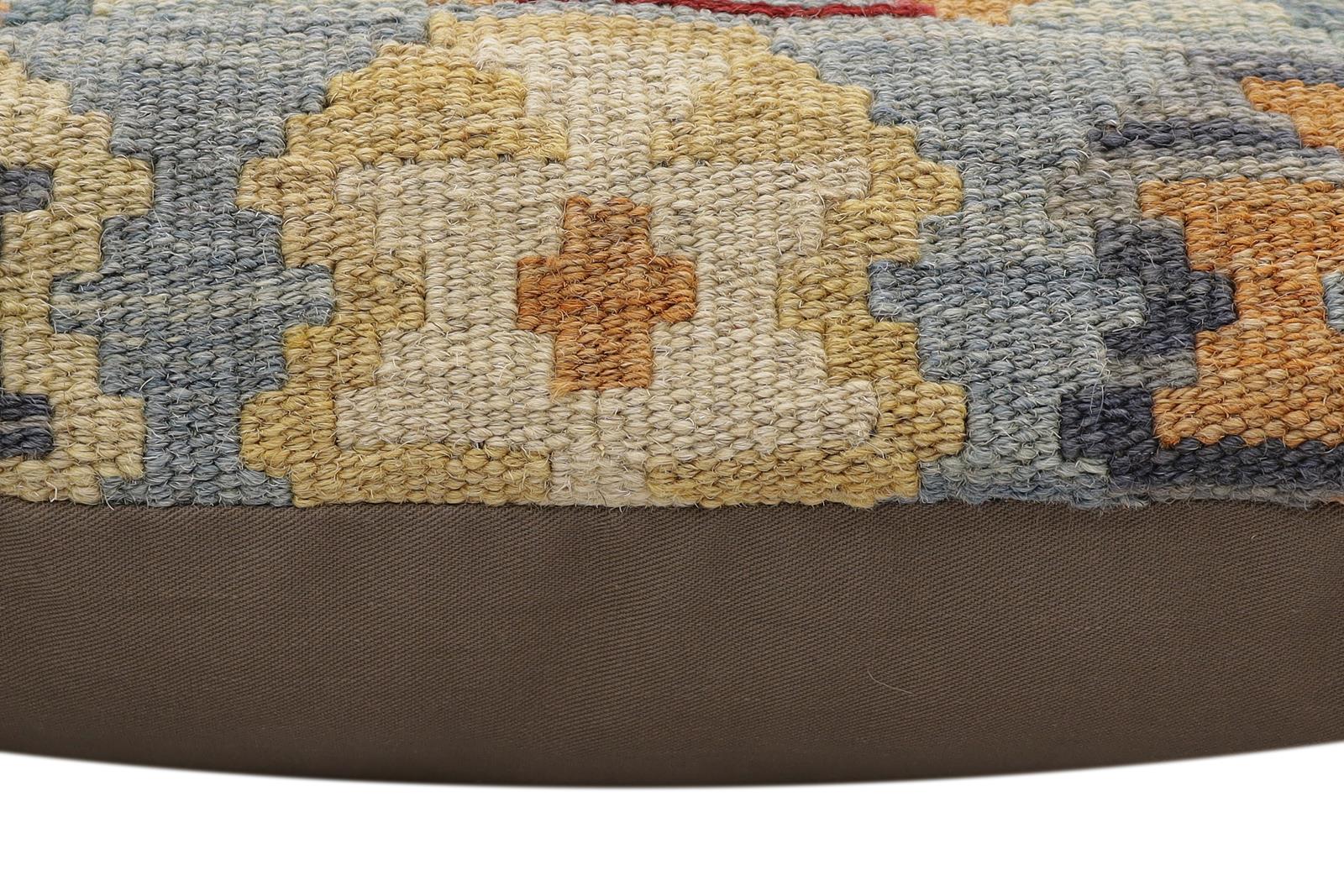 handmade Traditional Pillow Blue Rust Hand-made SQUARE 100% WOOL Hand woven turkish pillow2 x 2