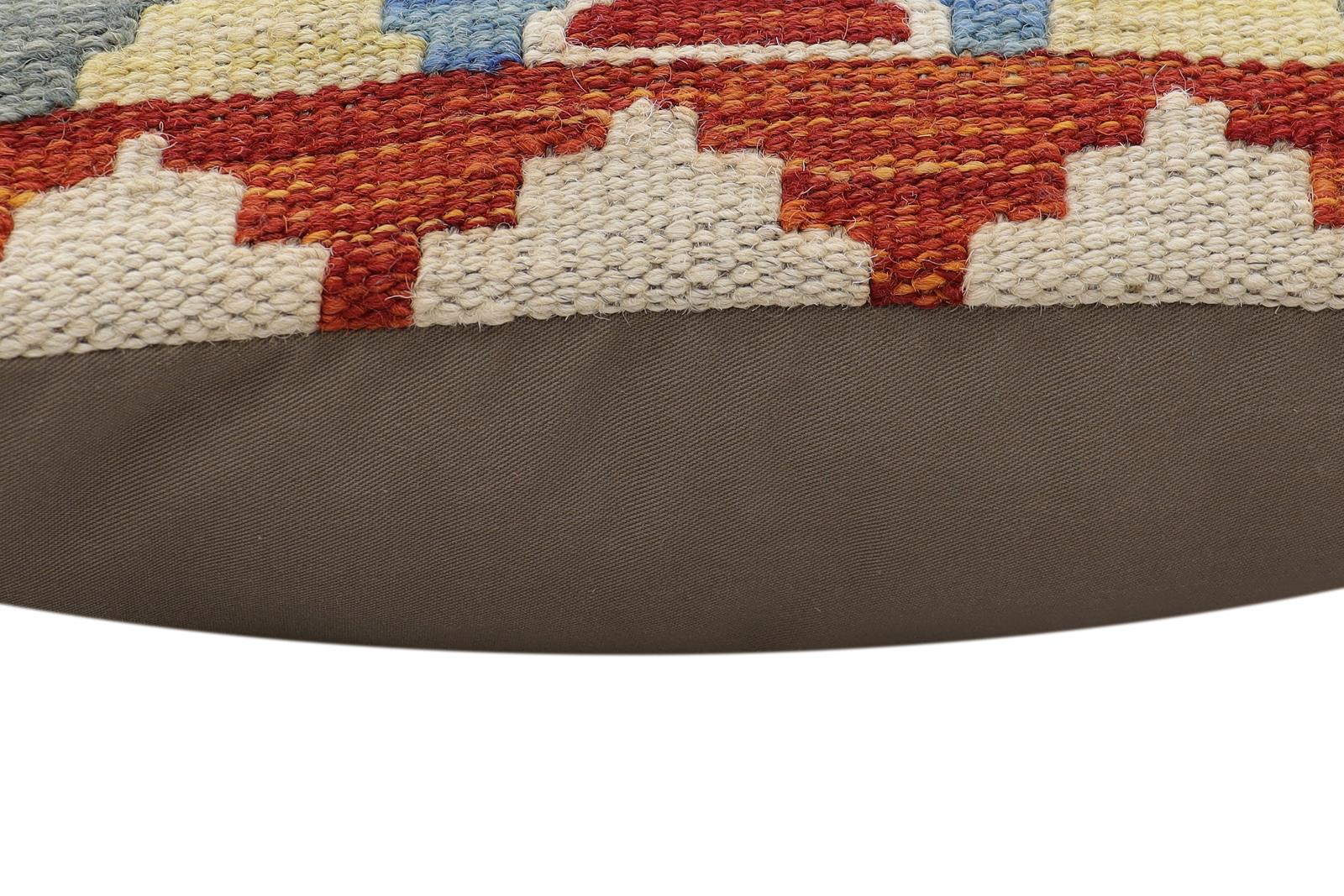 handmade Traditional Pillow Rust Blue Hand-made SQUARE 100% WOOL Hand woven turkish pillow2 x 2