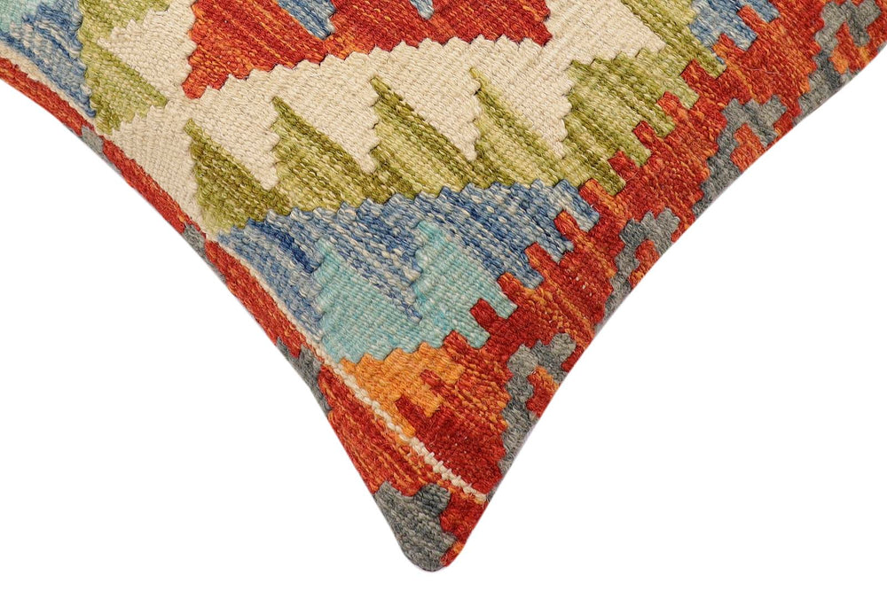 handmade Traditional Pillow Rust Blue Hand-made SQUARE 100% WOOL  Hand woven turkish pillow  3 x 5