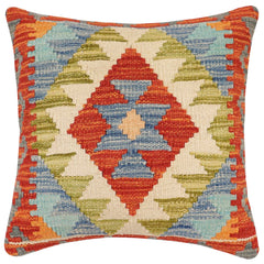 handmade Traditional Pillow Rust Blue Hand-made SQUARE 100% WOOL  Hand woven turkish pillow  3 x 5