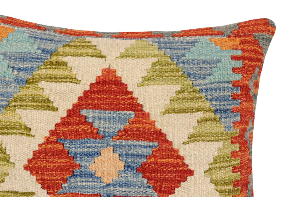 handmade Traditional Pillow Rust Blue Hand-made SQUARE 100% WOOL  Hand woven turkish pillow  3 x 5