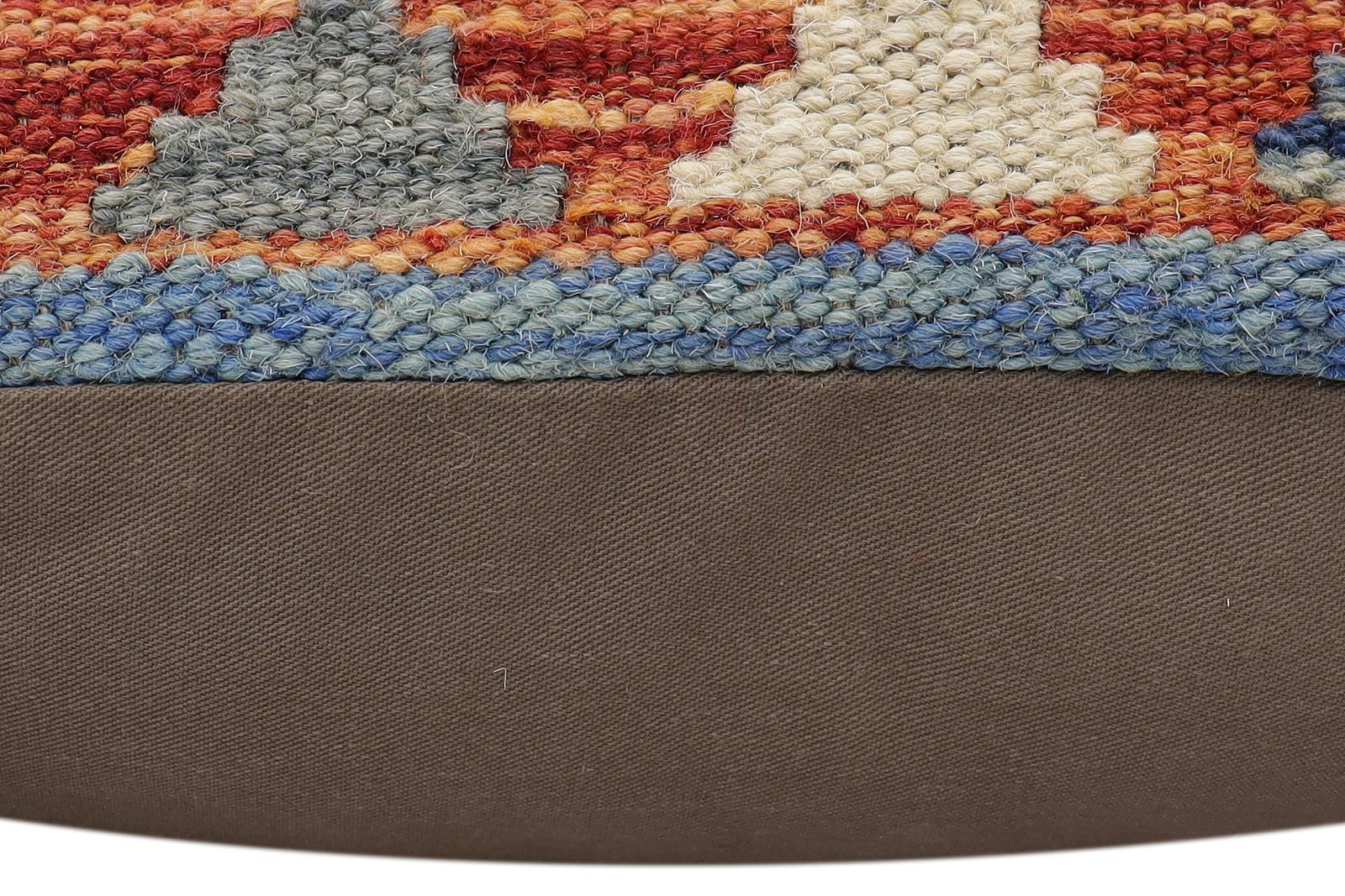 handmade Traditional Pillow Rust Blue Hand-made SQUARE 100% WOOL Hand woven turkish pillow2 x 2