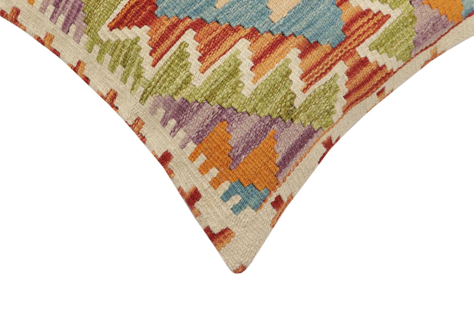 handmade Traditional Pillow Rust Blue Hand-made SQUARE 100% WOOL Hand woven turkish pillow2 x 2