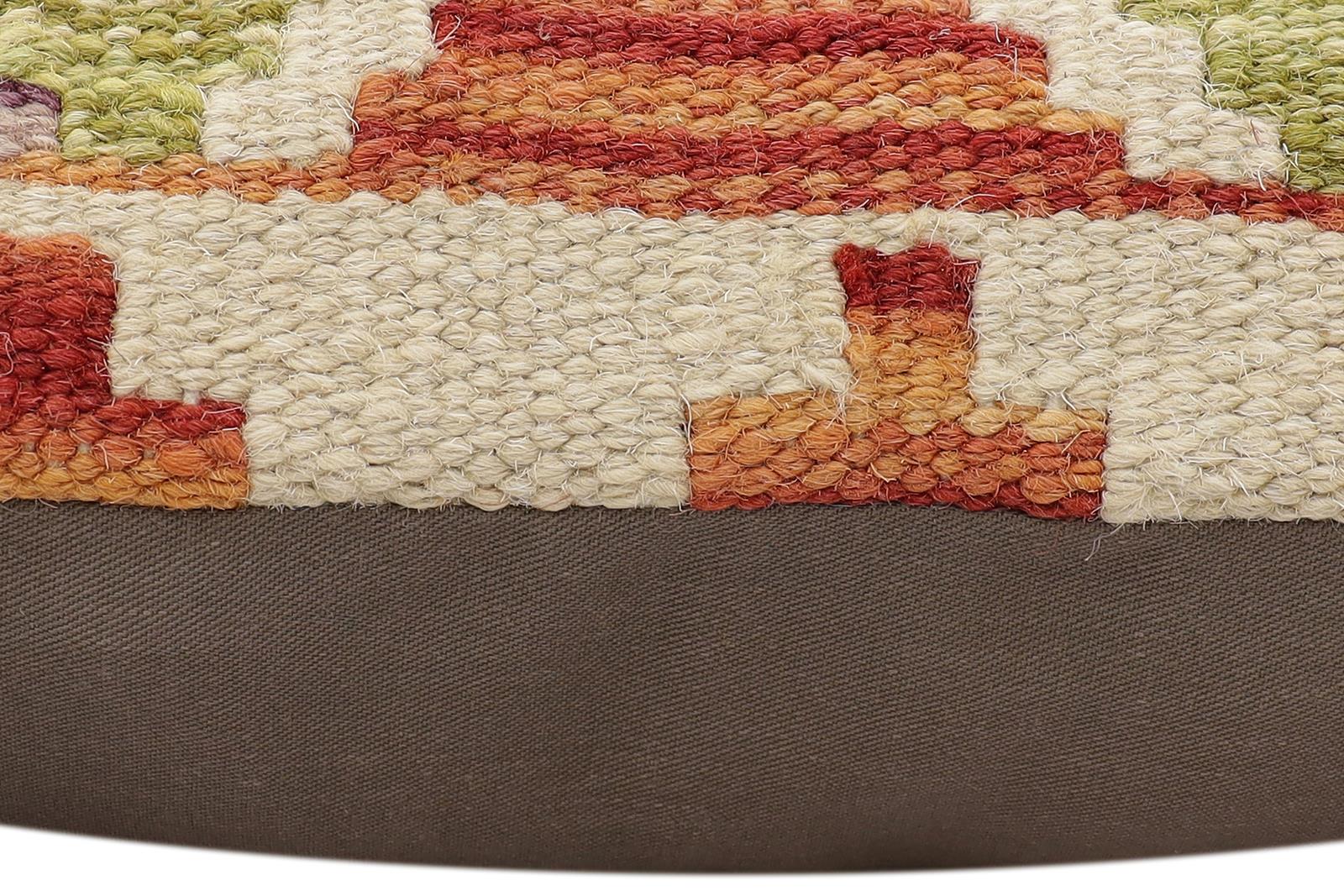 handmade Traditional Pillow Rust Blue Hand-made SQUARE 100% WOOL Hand woven turkish pillow2 x 2
