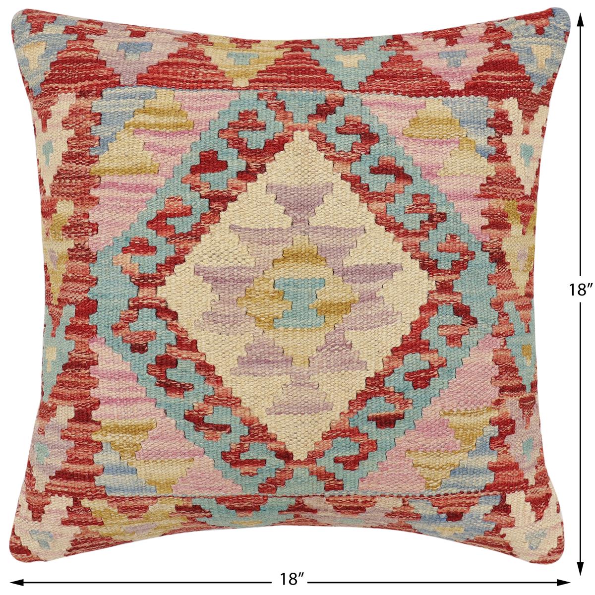 handmade Traditional Pillow Red Blue Hand-made SQUARE 100% WOOL Hand woven turkish pillow2 x 2