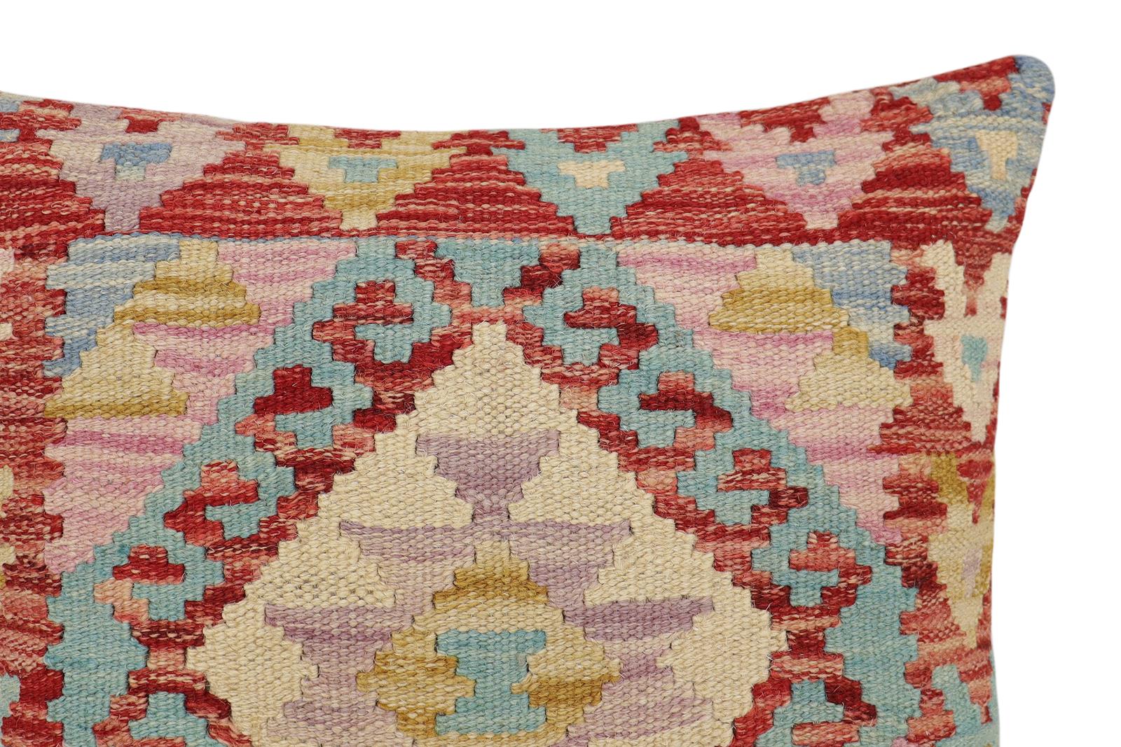 handmade Traditional Pillow Red Blue Hand-made SQUARE 100% WOOL Hand woven turkish pillow2 x 2