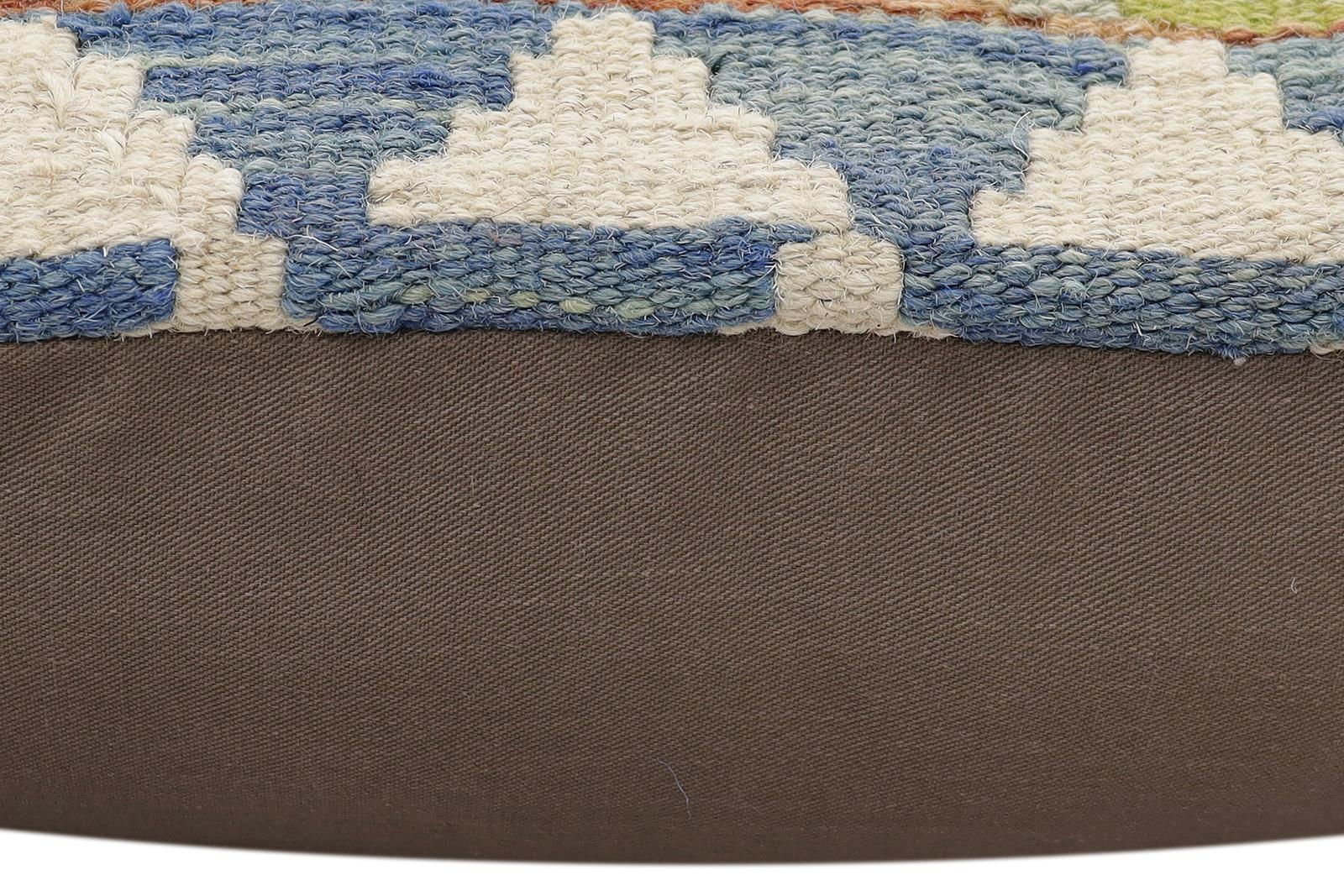 handmade Traditional Pillow Blue Beige Hand-made SQUARE 100% WOOL Hand woven turkish pillow2 x 2