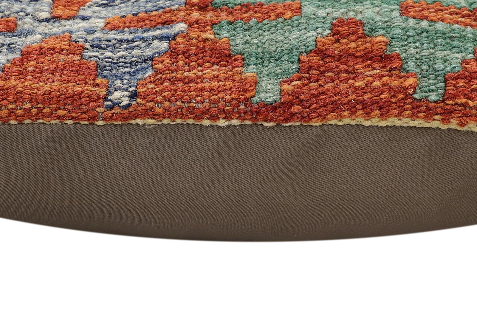 handmade Traditional Pillow Rust Blue Hand-made SQUARE 100% WOOL Hand woven turkish pillow2 x 2