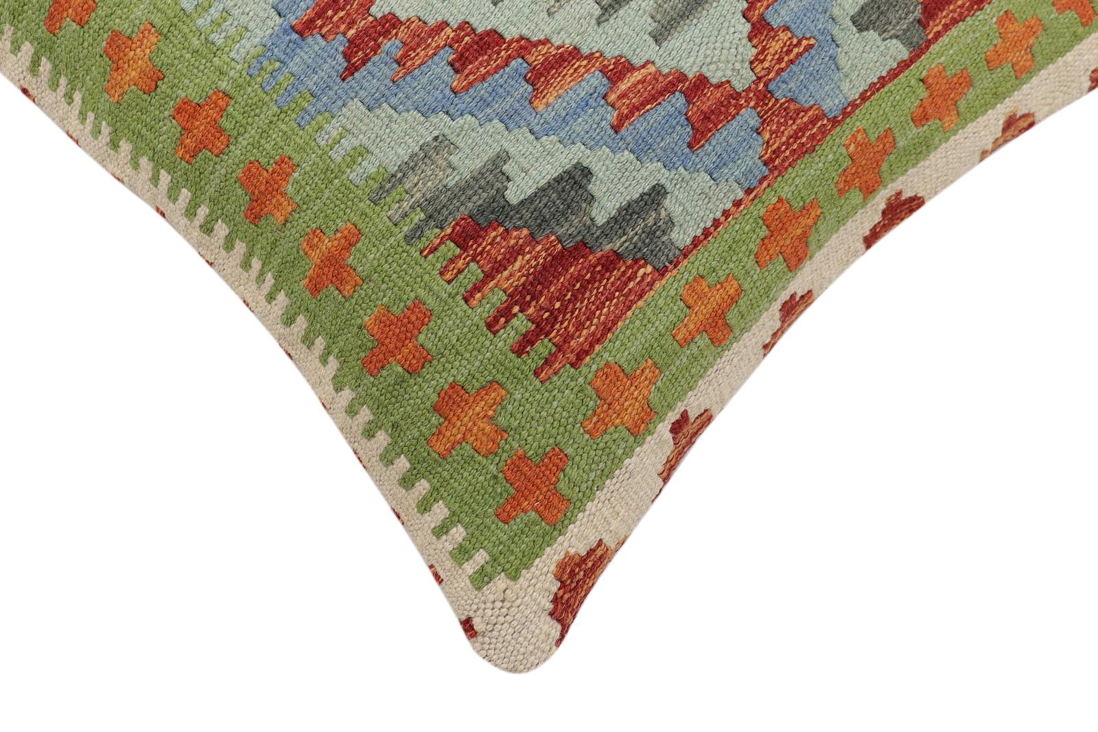 handmade Traditional Pillow Rust Blue Hand-made SQUARE 100% WOOL Hand woven turkish pillow2 x 2