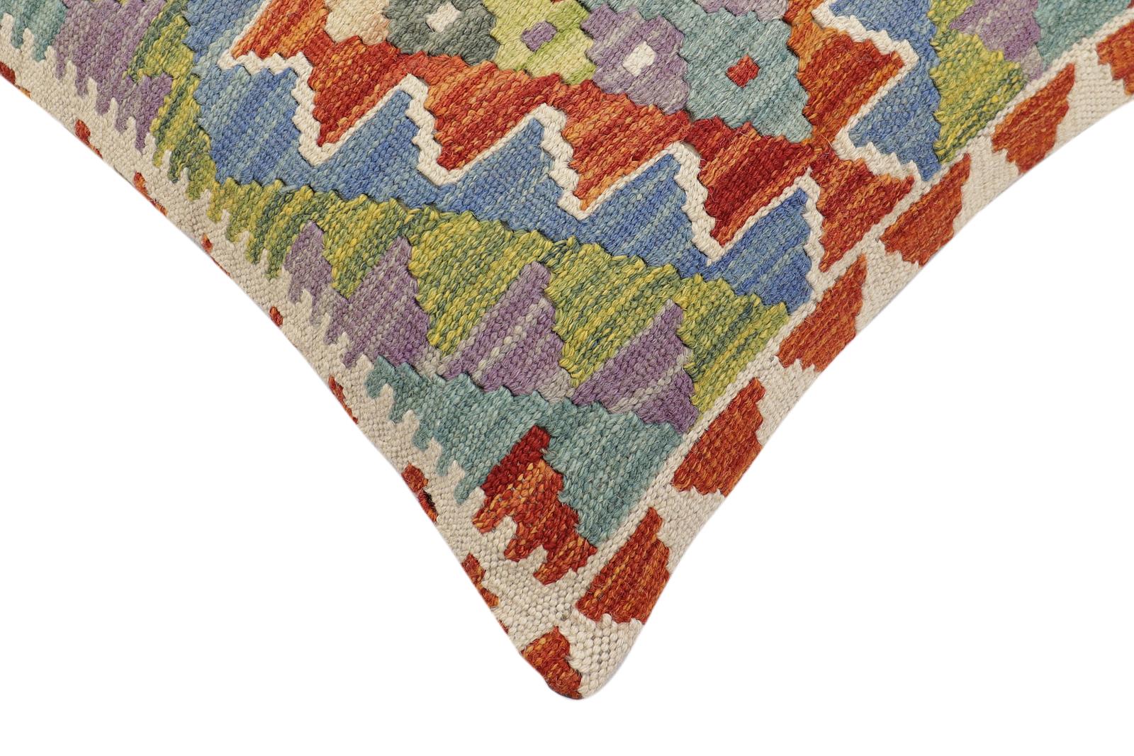 handmade Traditional Pillow Rust Blue Hand-made SQUARE 100% WOOL Hand woven turkish pillow2 x 2