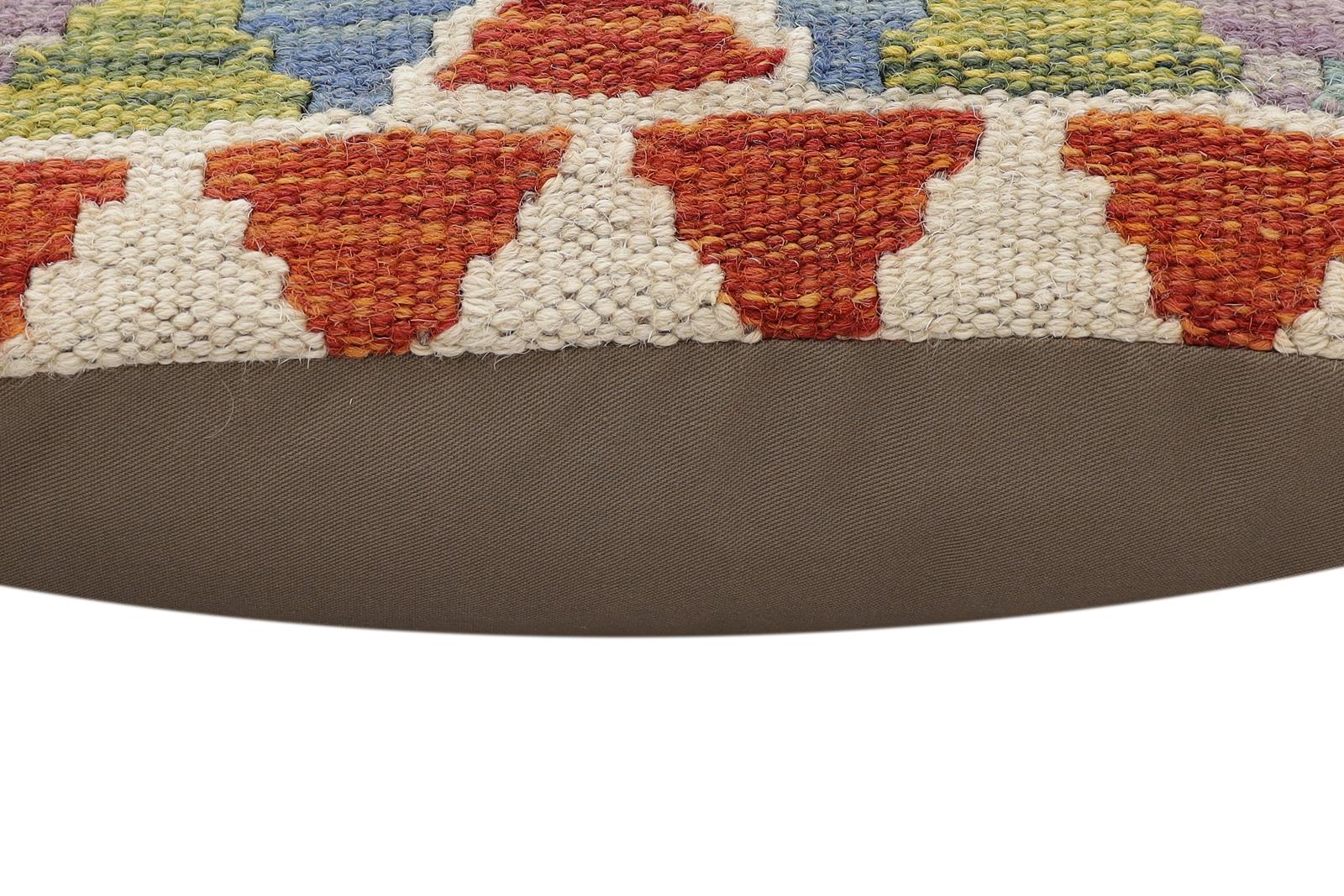 handmade Traditional Pillow Rust Blue Hand-made SQUARE 100% WOOL Hand woven turkish pillow2 x 2
