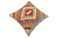 handmade Traditional Pillow Rust Blue Hand-made SQUARE 100% WOOL Hand woven turkish pillow2 x 2