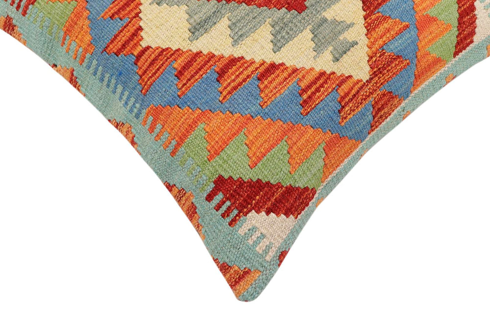 handmade Traditional Pillow Rust Blue Hand-made SQUARE 100% WOOL Hand woven turkish pillow2 x 2