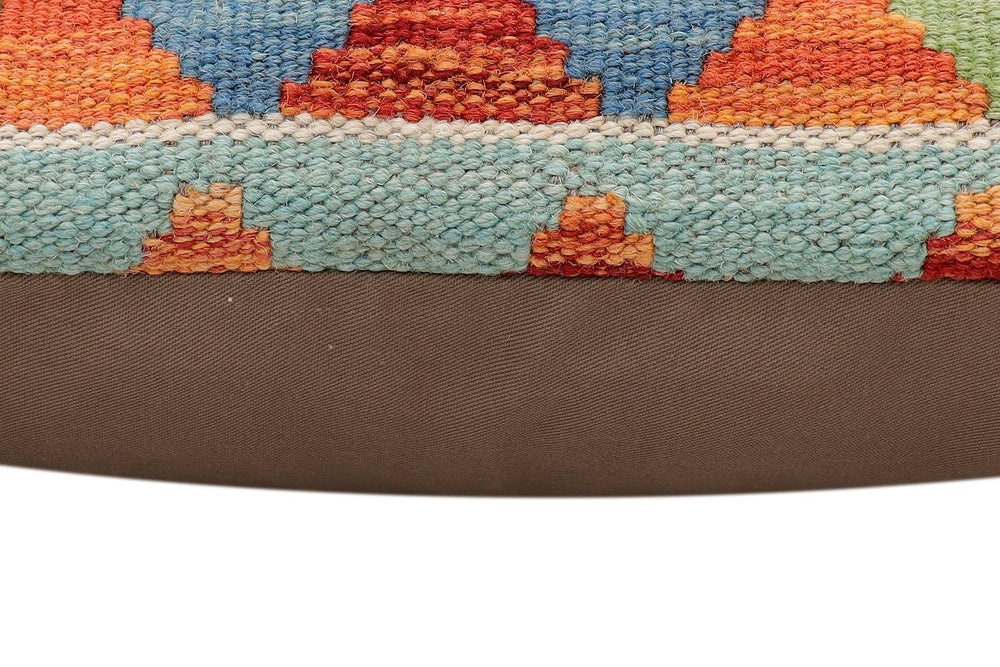 handmade Traditional Pillow Rust Blue Hand-made SQUARE 100% WOOL Hand woven turkish pillow2 x 2