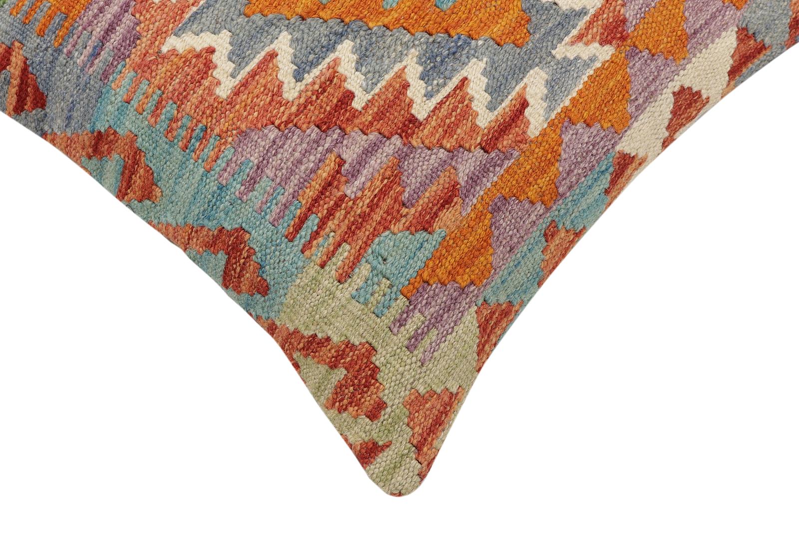 handmade Traditional Pillow Rust Blue Hand-made SQUARE 100% WOOL Hand woven turkish pillow2 x 2