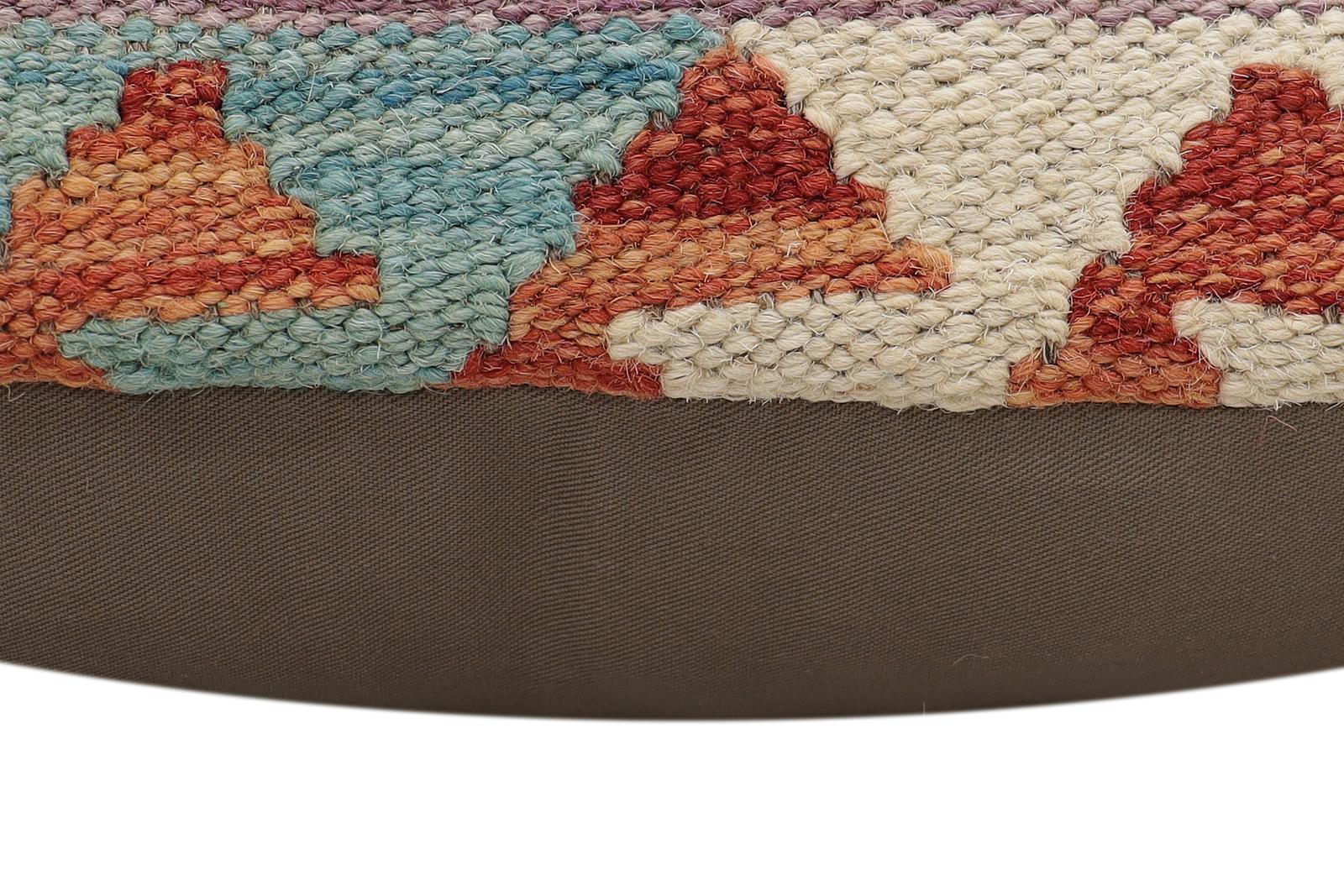 handmade Traditional Pillow Rust Blue Hand-made SQUARE 100% WOOL Hand woven turkish pillow2 x 2