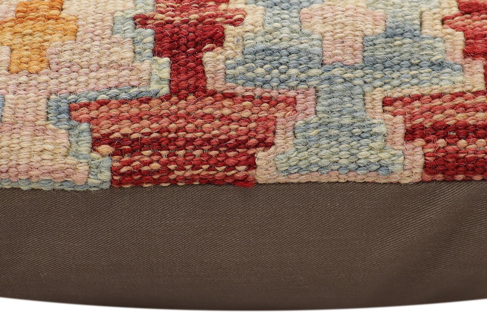 handmade Traditional Pillow Rust Blue Hand-made SQUARE 100% WOOL Hand woven turkish pillow2 x 2
