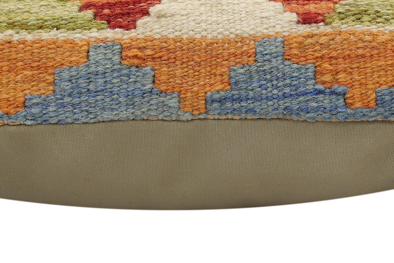 handmade Traditional Pillow Rust Blue Hand-made SQUARE 100% WOOL Hand woven turkish pillow2 x 2