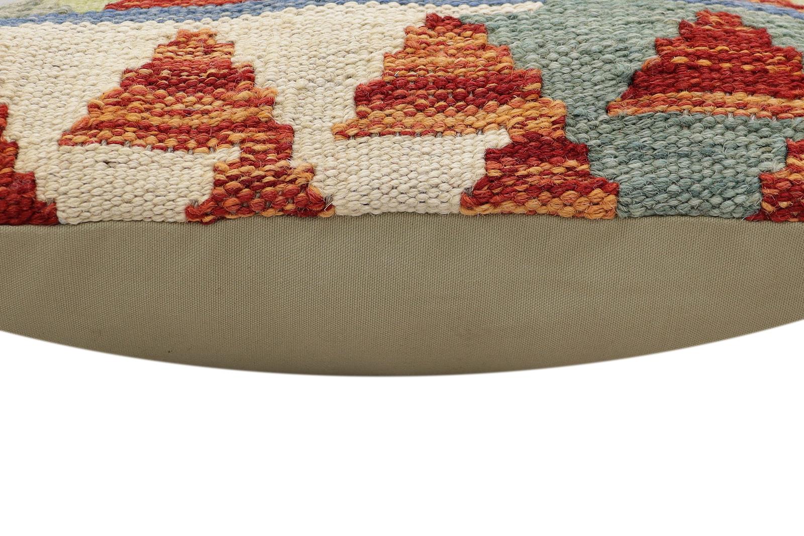 handmade Traditional Pillow Rust Blue Hand-made SQUARE 100% WOOL Hand woven turkish pillow2 x 2