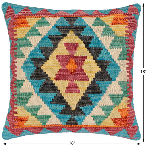 handmade Traditional Pillow Red Blue Hand-made SQUARE 100% WOOL Hand woven turkish pillow2 x 2