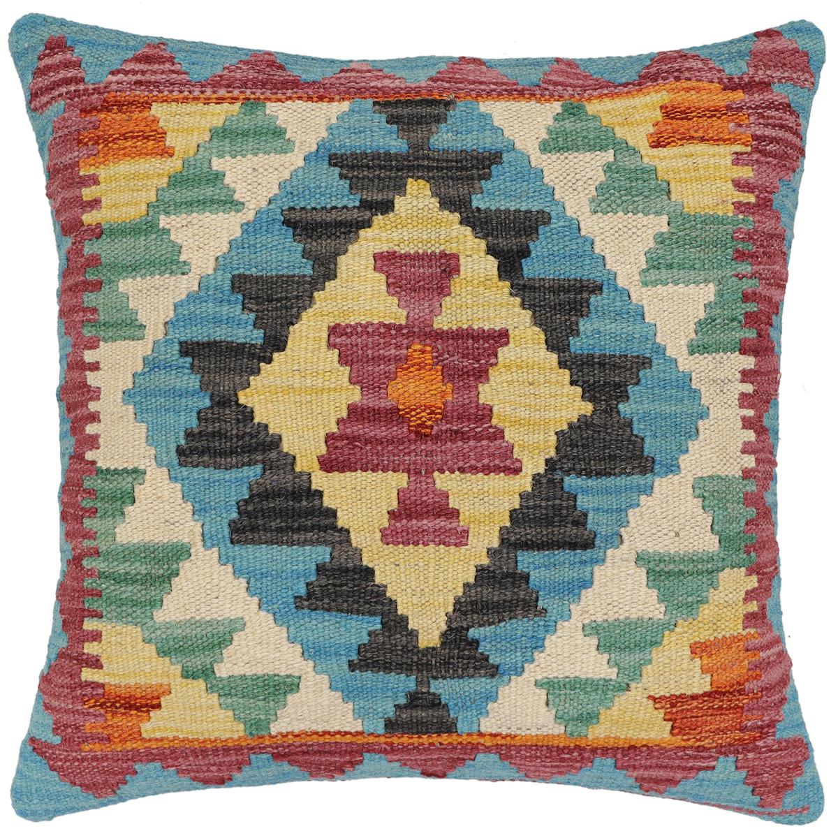 handmade Traditional Pillow Red Blue Hand-made SQUARE 100% WOOL Hand woven turkish pillow2 x 2