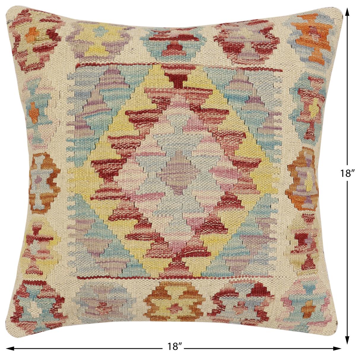 handmade Traditional Pillow Red Rust Hand-Woven SQUARE 100% WOOL Hand woven turkish pillow2 x 2