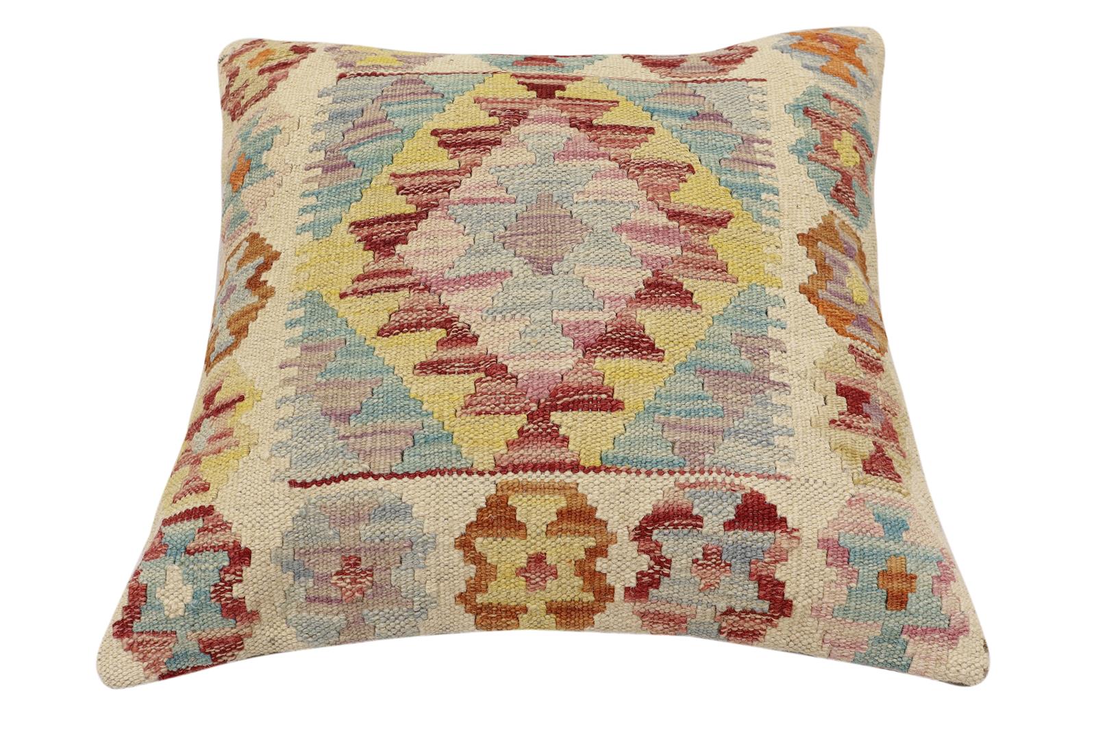 handmade Traditional Pillow Red Rust Hand-Woven SQUARE 100% WOOL Hand woven turkish pillow2 x 2