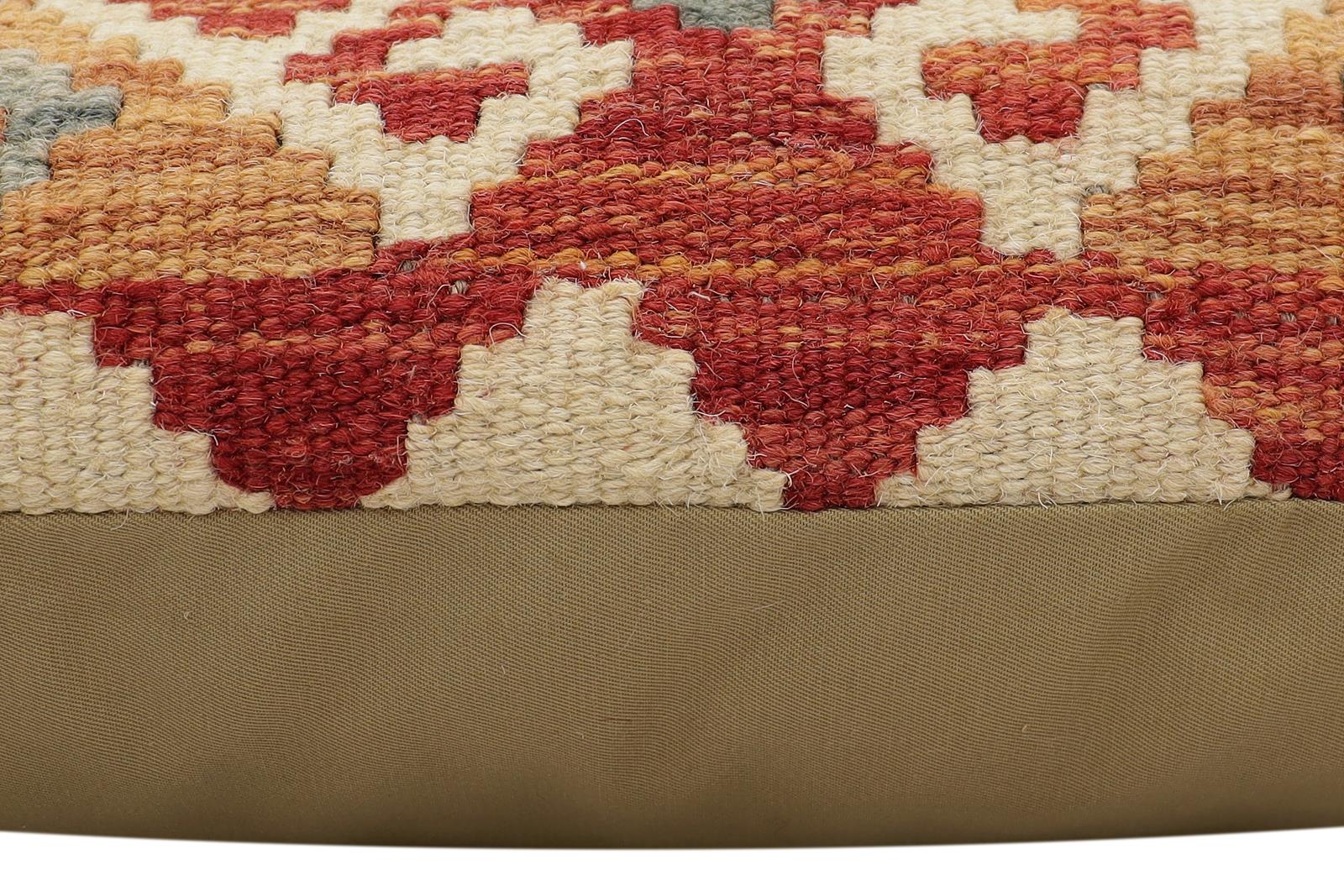 handmade Traditional Pillow Rust Blue Hand-Woven SQUARE 100% WOOL Hand woven turkish pillow2 x 2