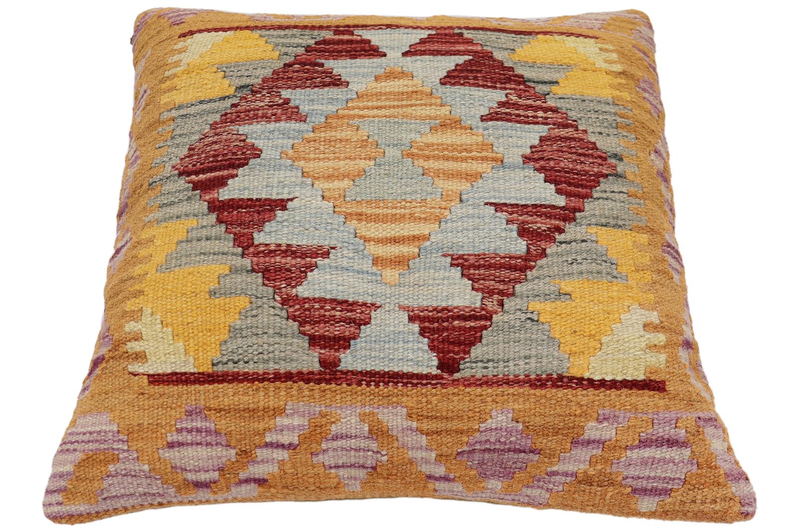 handmade Traditional Pillow Red Blue Hand-Woven SQUARE 100% WOOL Hand woven turkish pillow2 x 2
