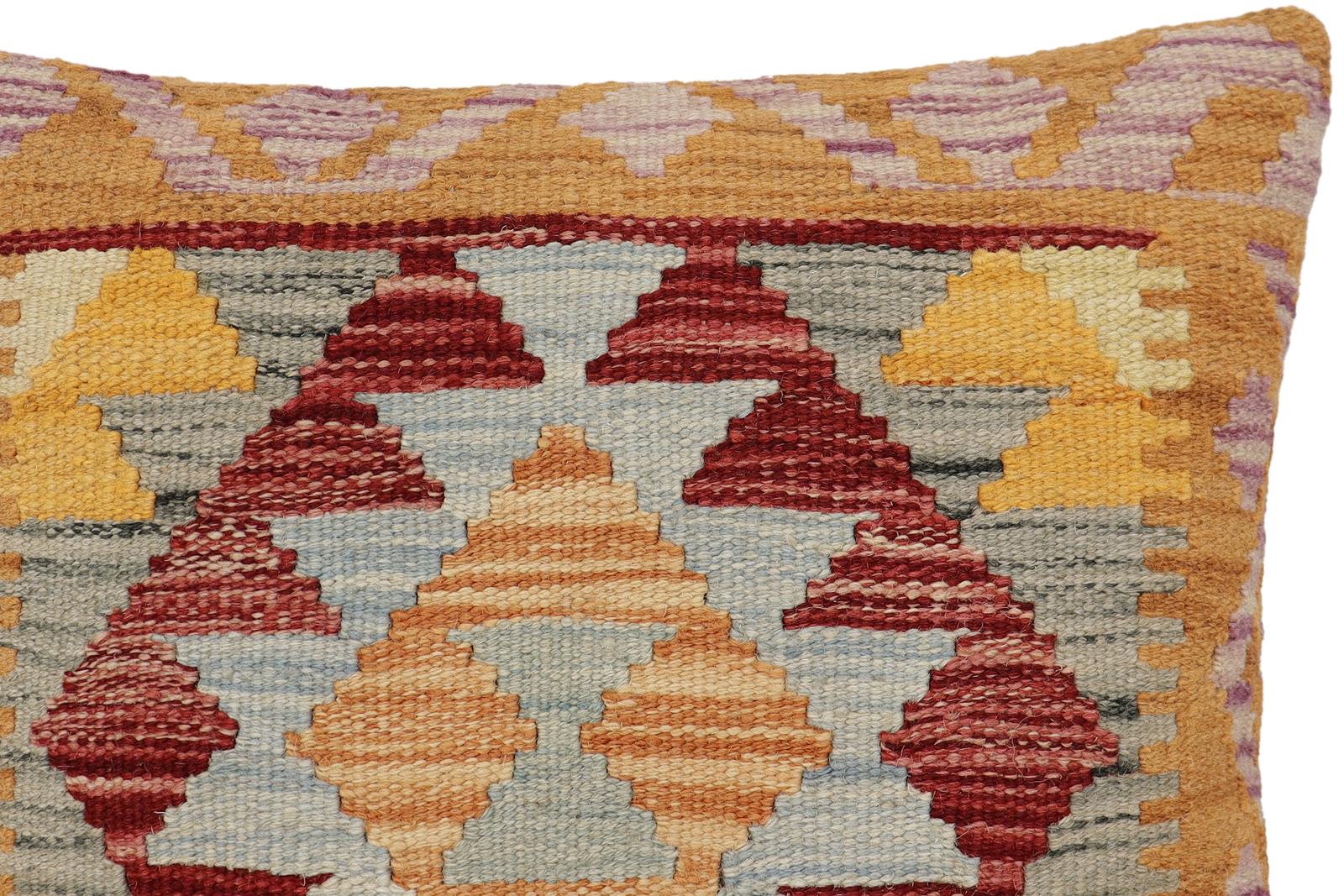 handmade Traditional Pillow Red Blue Hand-Woven SQUARE 100% WOOL Hand woven turkish pillow2 x 2