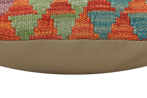 handmade Traditional Pillow Rust Blue Hand-Woven SQUARE 100% WOOL  Hand woven turkish pillow  2 x 2