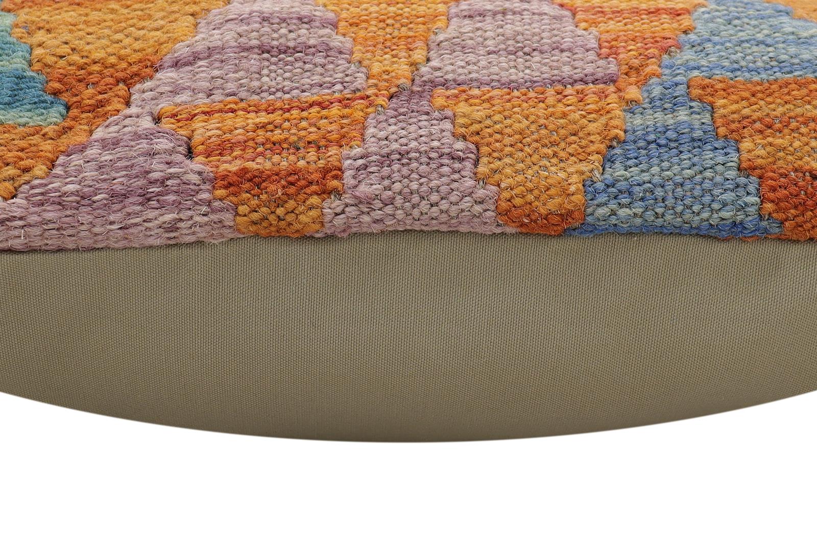 handmade Traditional Pillow Rust Blue Hand-Woven SQUARE 100% WOOL Hand woven turkish pillow2 x 2