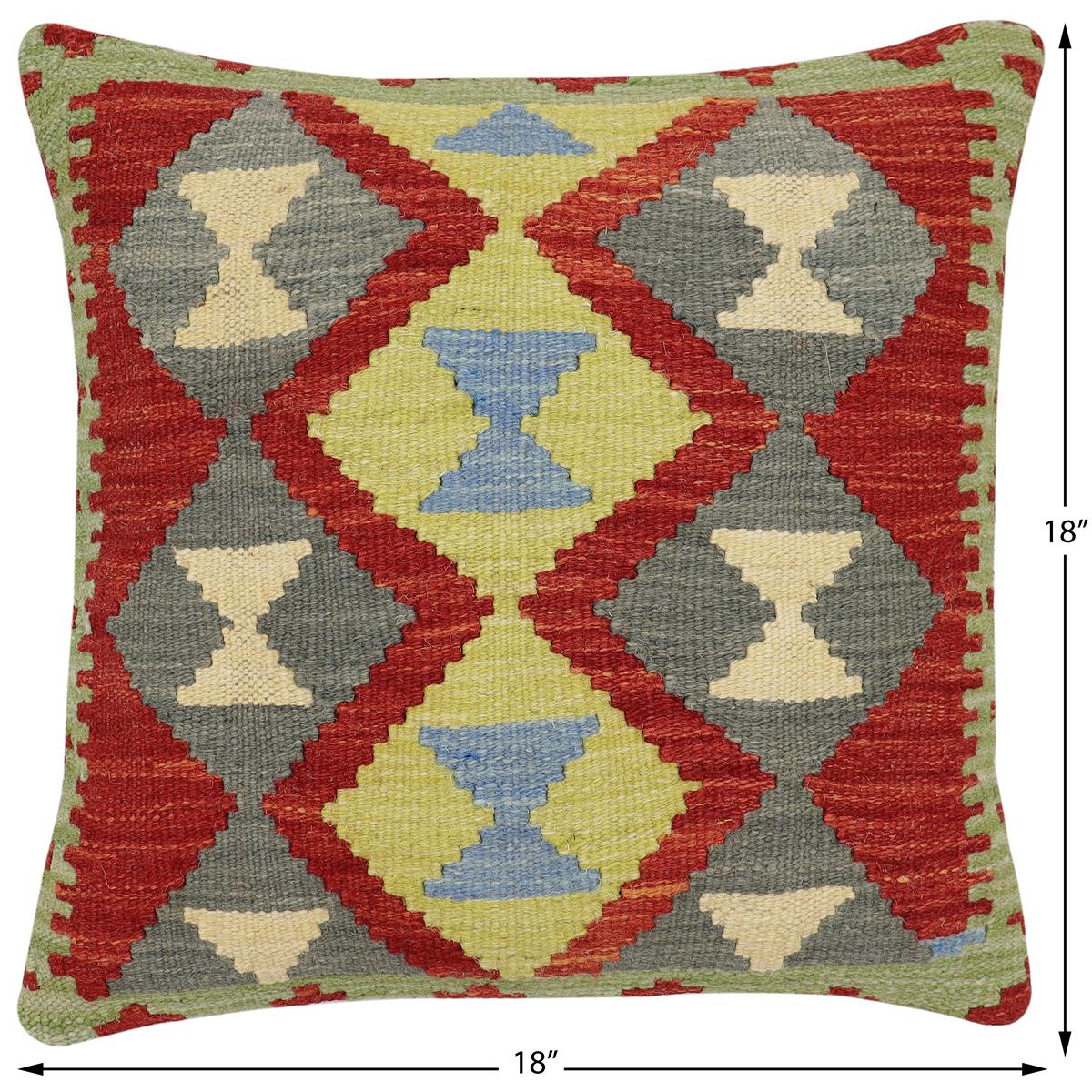 handmade Traditional Pillow Rust Blue Hand-Woven SQUARE 100% WOOL Hand woven turkish pillow2 x 2