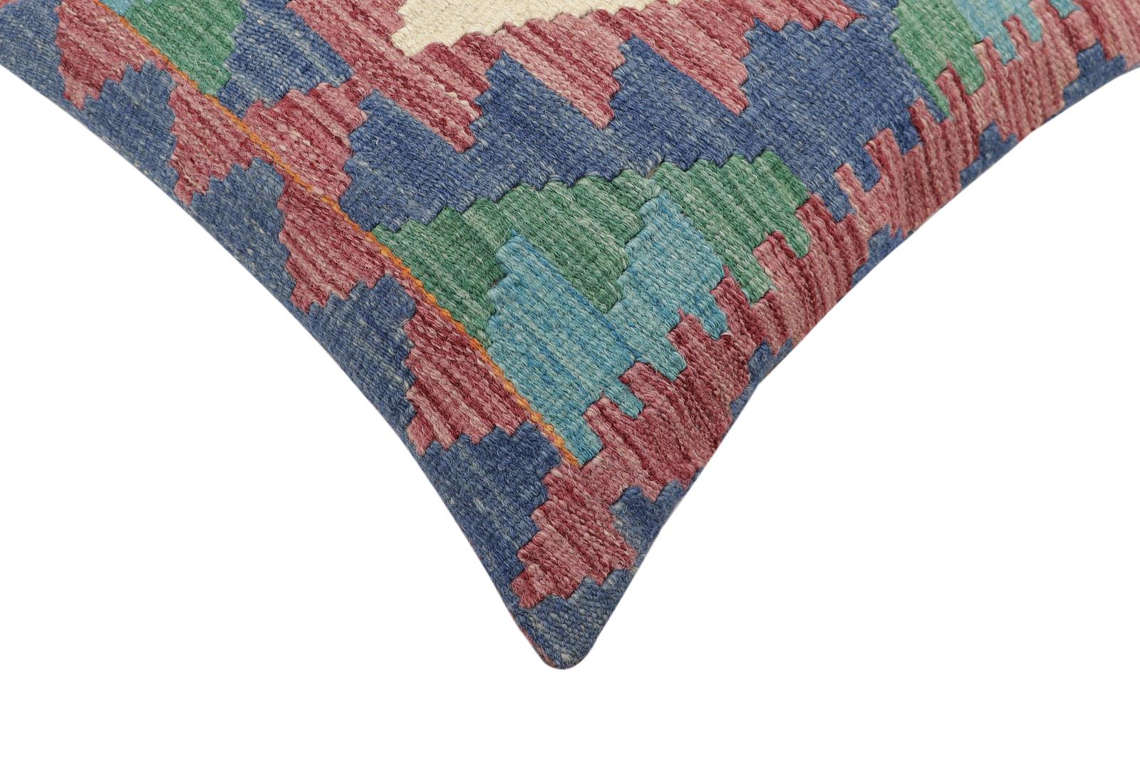 handmade Traditional Pillow Burgundy Blue Hand-Woven SQUARE 100% WOOL Hand woven turkish pillow2 x 2