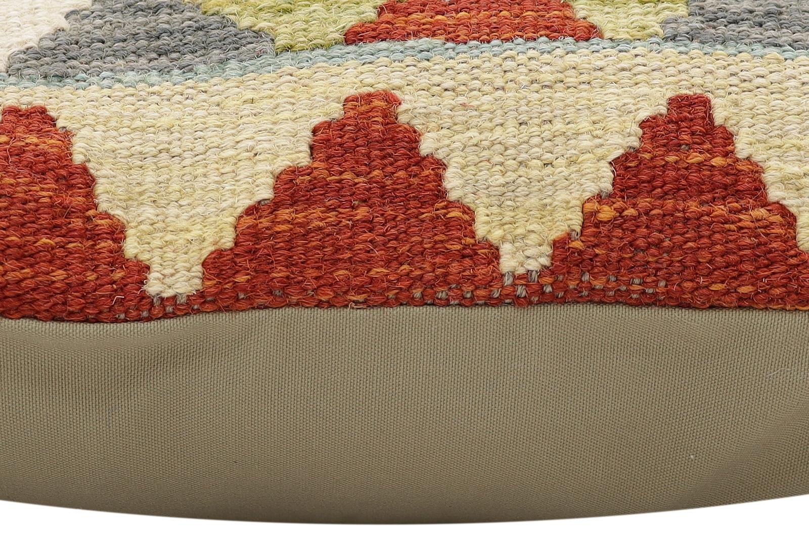 handmade Traditional Pillow Rust Blue Hand-Woven SQUARE 100% WOOL Hand woven turkish pillow2 x 2