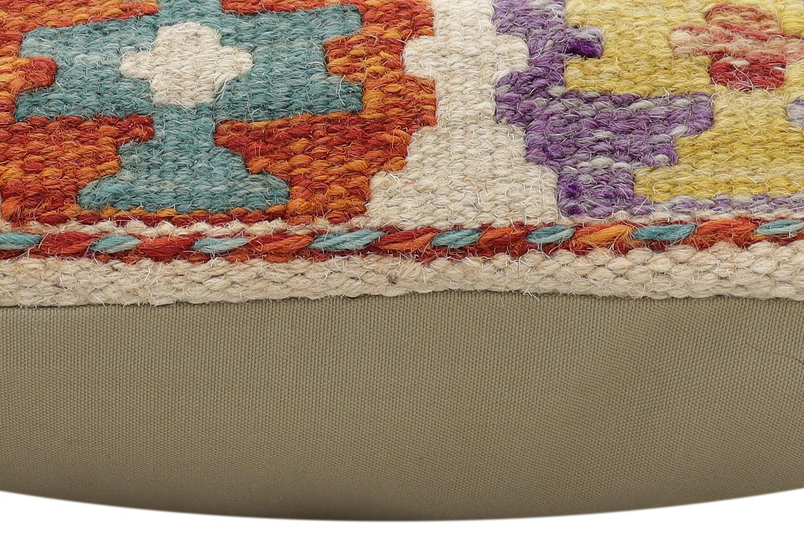 handmade Traditional Pillow Rust Blue Hand-Woven SQUARE 100% WOOL Hand woven turkish pillow2 x 2